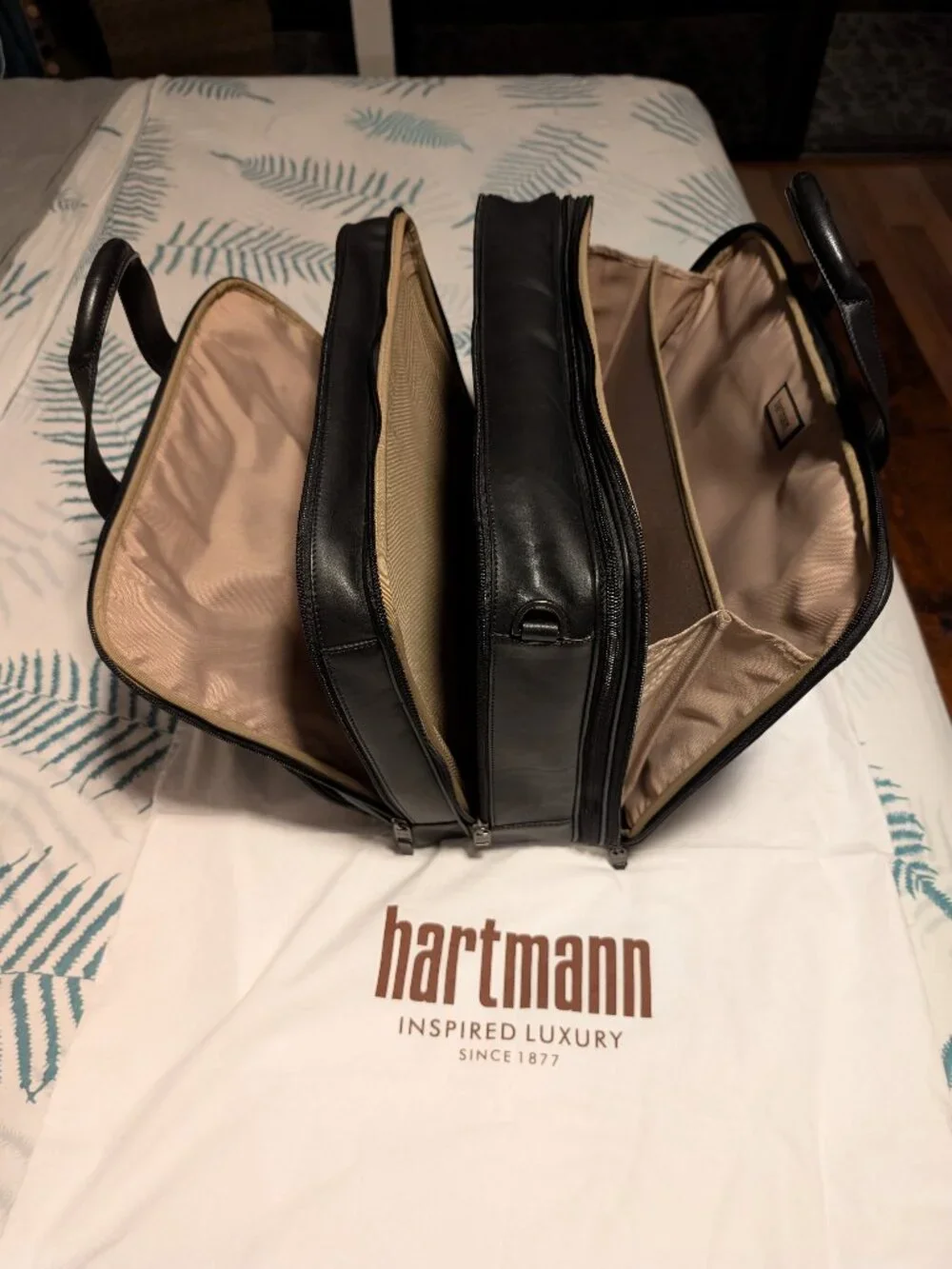 Hartmann Briefcase, Advisor Series, Black Belting Leather, Triple Compartment